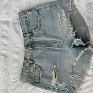 Distressed Light Blue Denim Zara Shorts